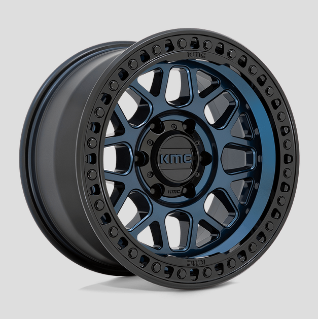 17x8.5 KMC GRS KM549 Midnight Blue w/Gloss Black Lip