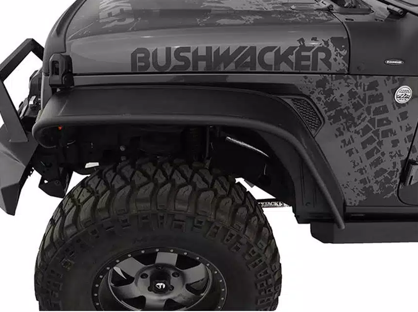 Bushwacker Flat Style Flares 2007-2018 Jeep Wrangler Unlimited 4 Door (Set of 4 Black)