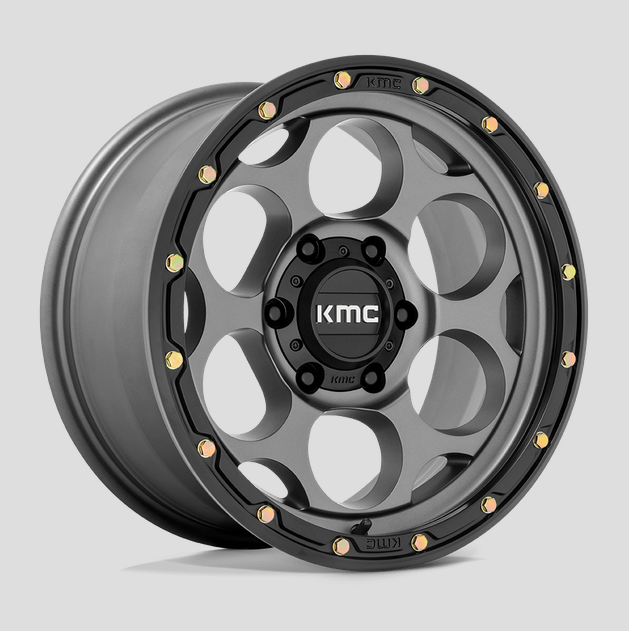 17x8.5 KMC Dirty Harry KM541 Satin Gray w/Black Lip