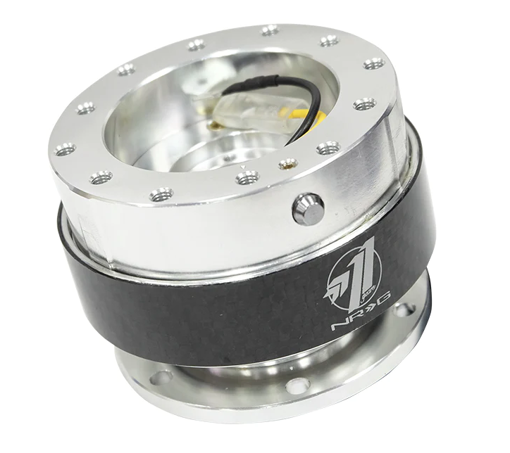 NRG Gen 1.5 Silver Body /Carbon Fiber Ring Steering Wheel Quick Release