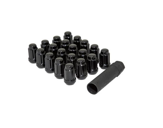Gorilla Tuner Series Spline Lug Nut 12x1.25 Black 5 Lug Kit with Key & Locks (Set of 20)