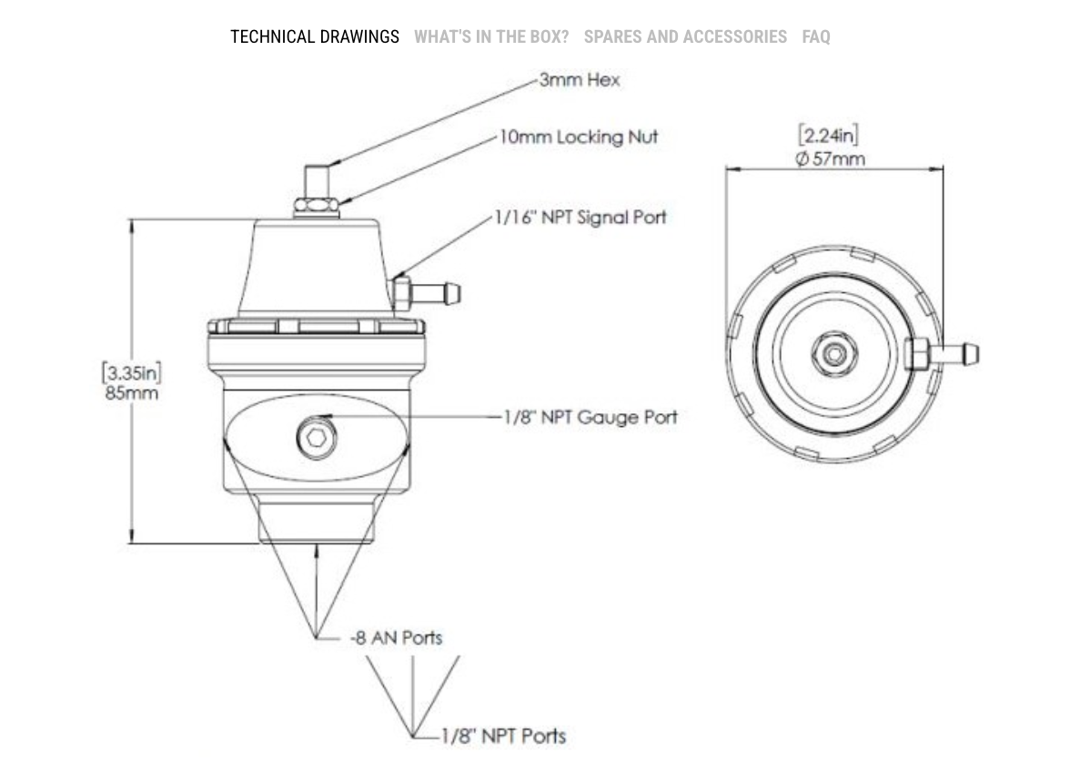Turbosmart FPR8 Fuel Pressure Regulator Suit -8AN
