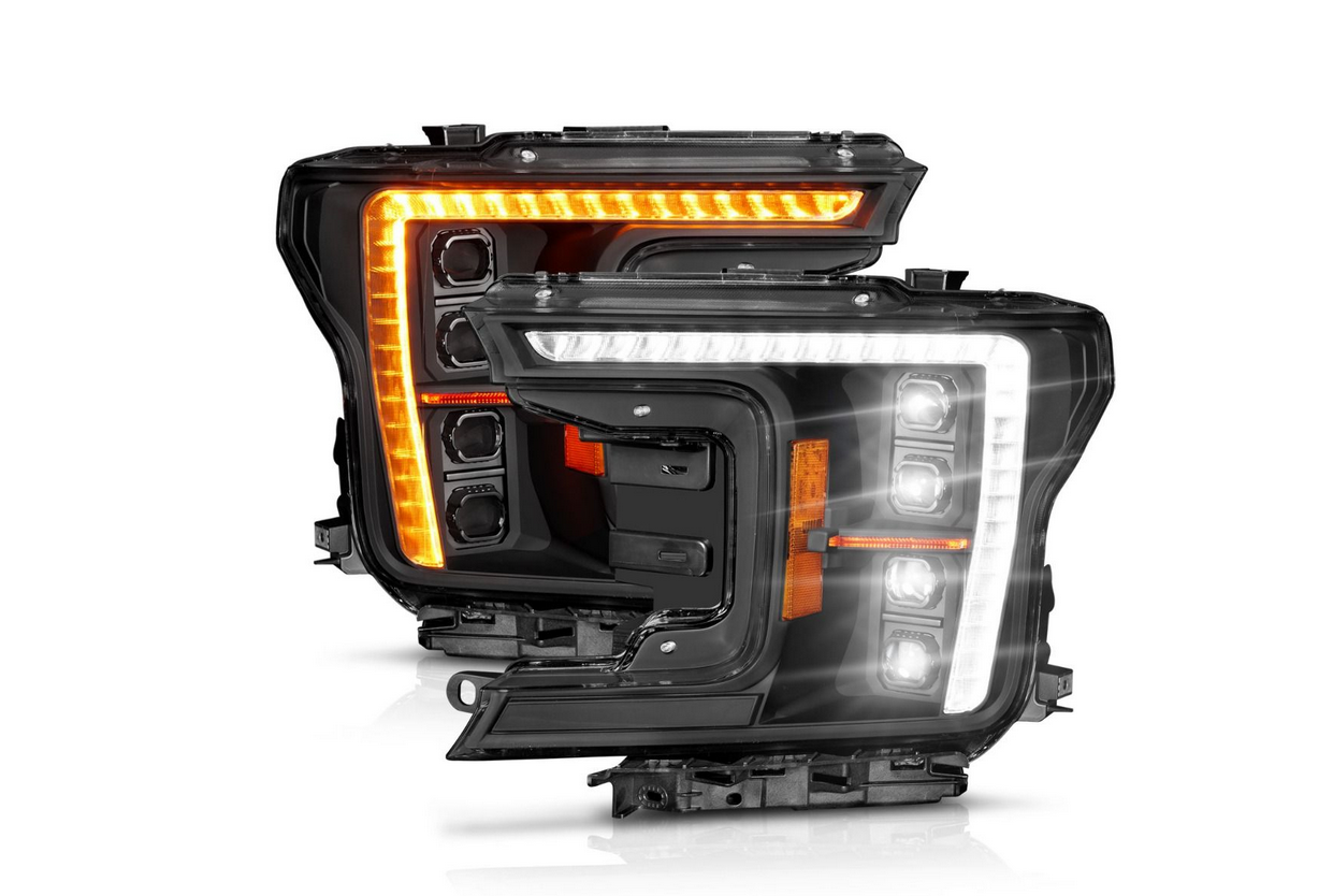 2018-2020 Ford F-150 Z-Series Full LED Plank Projector Headlights Black w/ DRL Switch, Initiation & Sequential (FACTORY HALOGEN MODEL ONLY)
