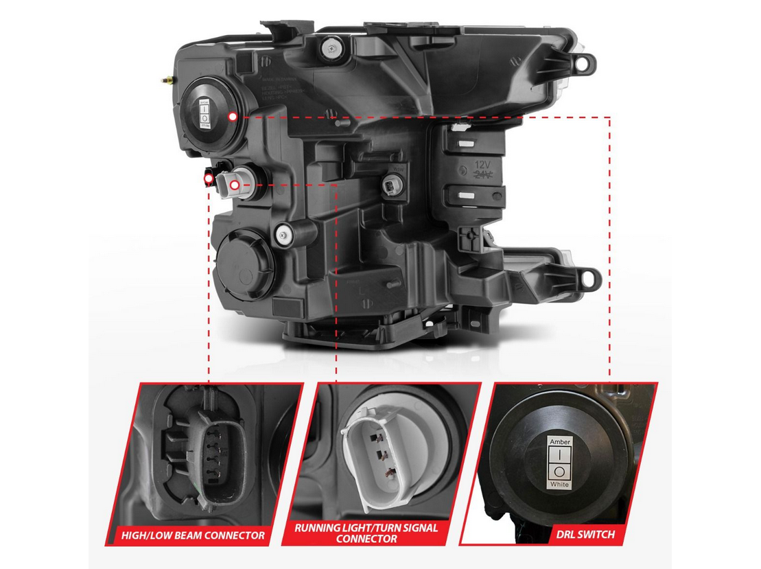 2018-2020 Ford F-150 Z-Series Full LED Plank Projector Headlights Black w/ DRL Switch, Initiation & Sequential (FACTORY HALOGEN MODEL ONLY)