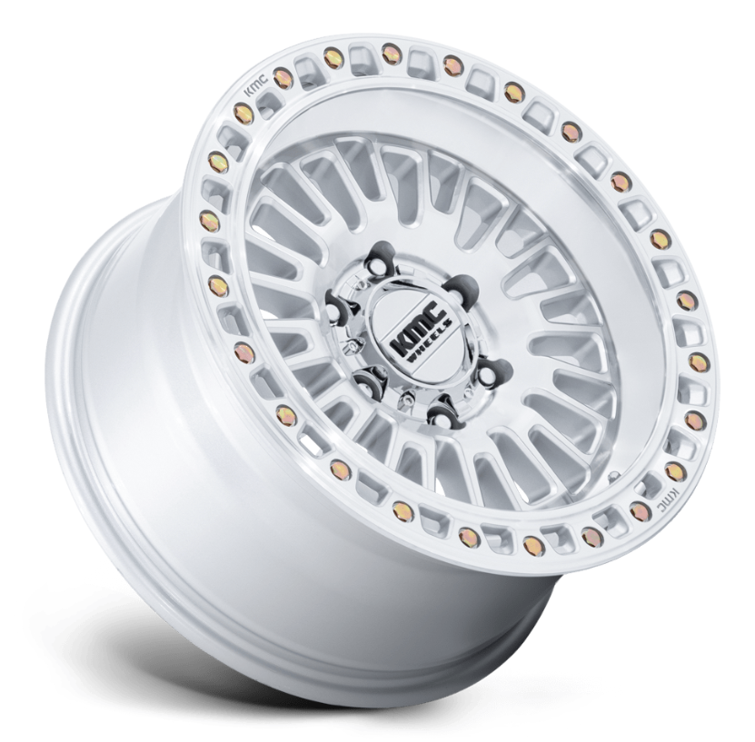 17x8.5 KMC Aztec KM554 Gloss Silver w/ Machined Face