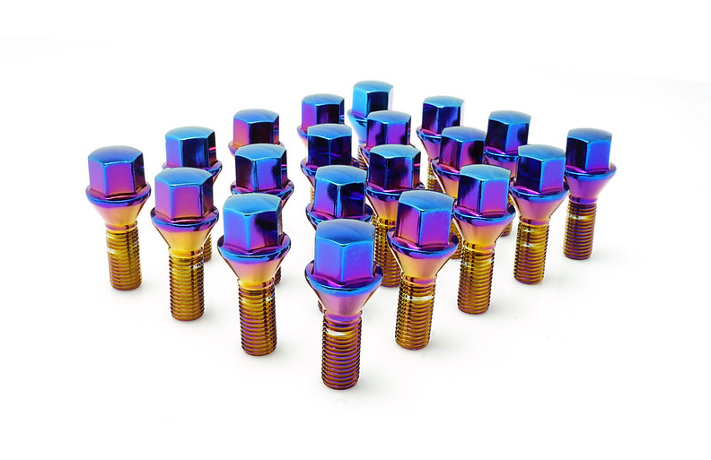 Mevius Lug Bolt Set M12x1.50 Ball Chrome Neon 14mm RAD (20 Piece)