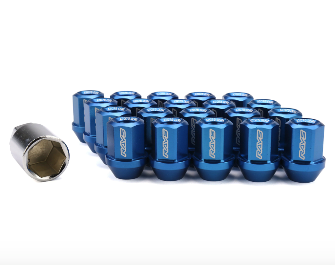 RAYS Dura-Nut L42 Straight Type 12X1.50 Lug Nut Set 16 Lug 4 Lock Set - Blue