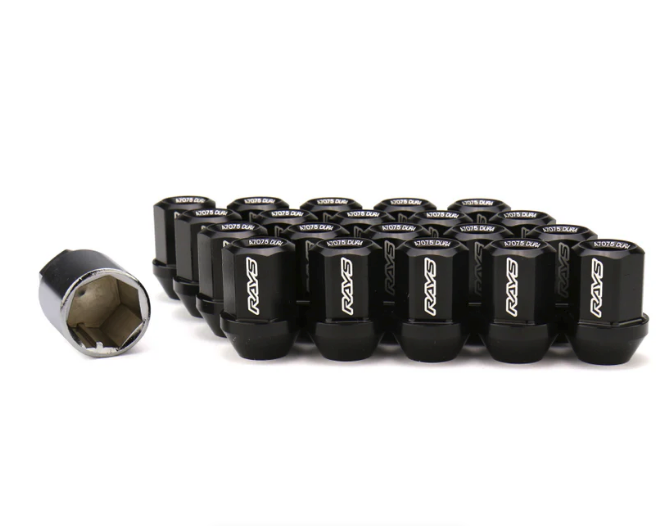 RAYS Dura-Nut L42 Straight Type 12X1.50 Lug Nut Set 16 Lug 4 Lock Set - Black