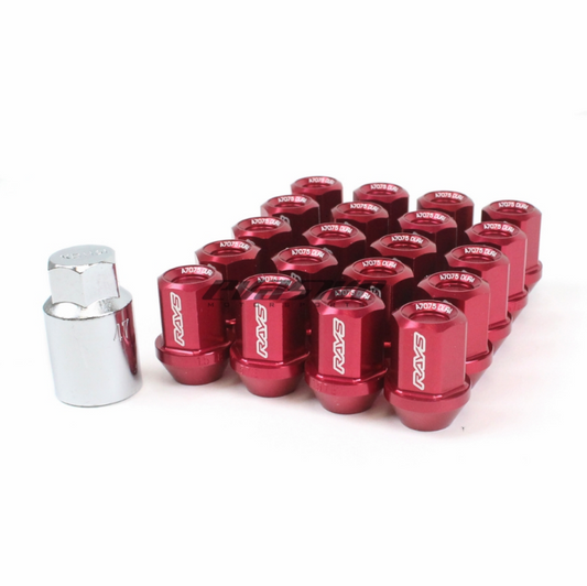 RAYS Dura-Nut L32 Straight Type 12X1.50 Lug Nut Set 16 Lug 4 Lock Set - Red
