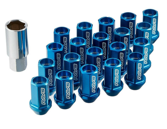 RAYS Dura-Nut L42 Straight Type 14x1.50 Lug Nut Set 16 Lug 4 Lock Set - Blue