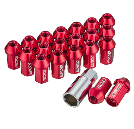 RAYS Dura-Nut L42 Straight Type 14x1.50 Lug Nut Set 16 Lug 4 Lock Set - Red