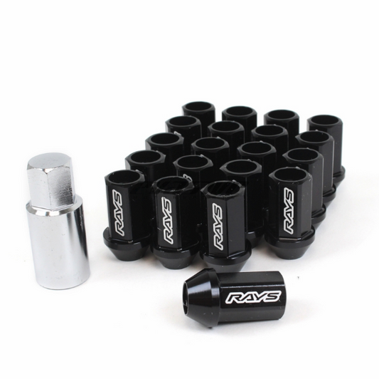 RAYS Dura-Nut L42 Straight Type 12x1.25 Lug Nut Set 16 Lug 4 Lock Set - Black
