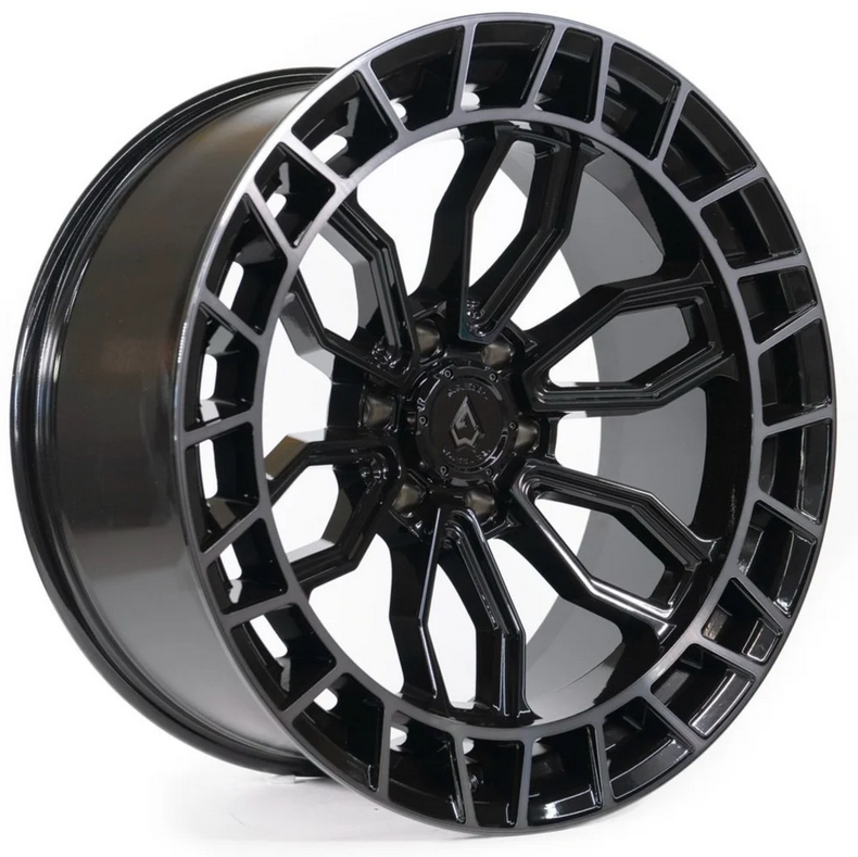 20x9.0 Arena Recon Glossy Black Center w/ Machined DDT Lip