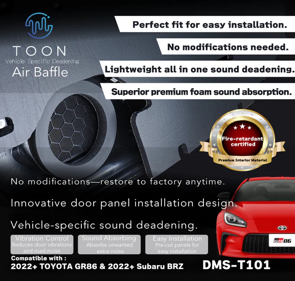 Beat-Sonic DMS-T101 Sound Deadening Kit for 2022+ Toyota GR86 and Subaru BRZ
