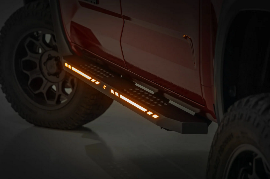 Rough Country AC2 Running Boards Amber/White 2022-2025 Toyota Tundra CrewMax 2WD/4WD