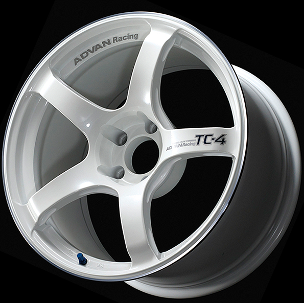 18x10 Advan TC4 +25 5-114.3 Racing White and Ring Wheel