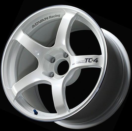 18x10 Advan TC4 +25 5-114.3 Racing White and Ring Wheel