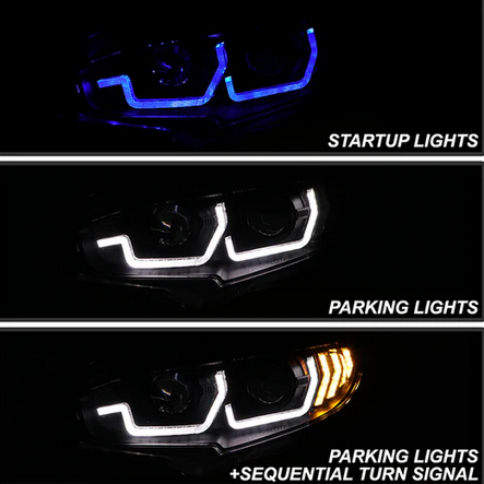 2016-2020 Honda Civic 2DR/4DR/Hatchback ( Not Compatible With Factory LED Headlight Equipped Vehicles ) Projector Headlights - Sequential Crystal Light Bar Turn Signal Light - DRL Light Bar Parking Light - Greeting Light - Black