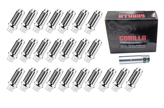 Gorilla Tuner Series Spline ET Lug Nut 14mmx1.50 Chrome 5 Lug Kit with Key (Set of 24)