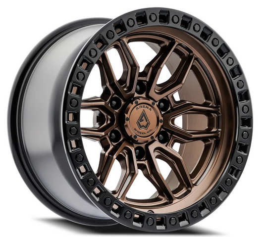 17x8.5 Arena Hustle Smoked Bronze Center Satin Black Lip