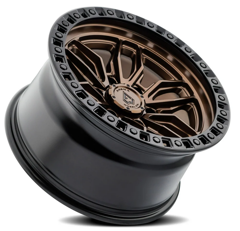 18x9.0 Arena Hustle Smoked Bronze Center Satin Black Lip
