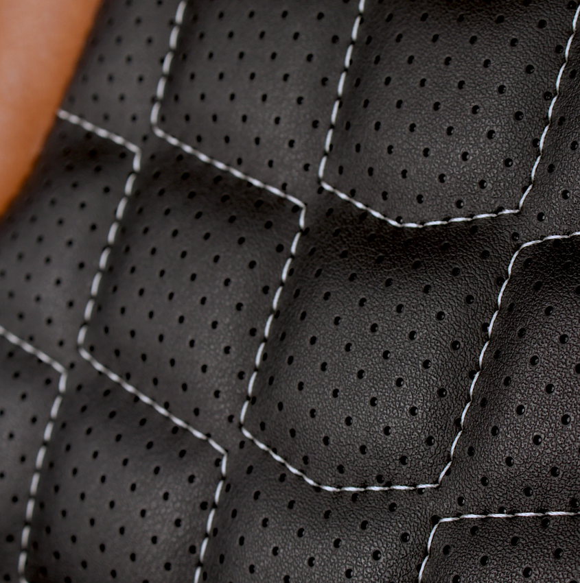Braum ORUE-S Series Sport Reclinable Seats | Saddle Tan Leatherette | Rhombus Quilted | White Stitching (Priced Per Pair)