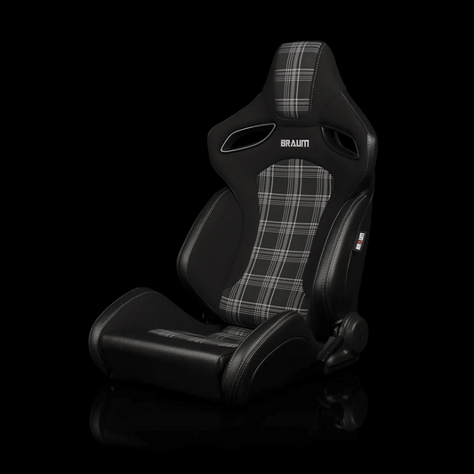 Braum ORUE-S Series Sport Reclinable Seats | Black Leatherette | Grey Plaid (Priced Per Pair)