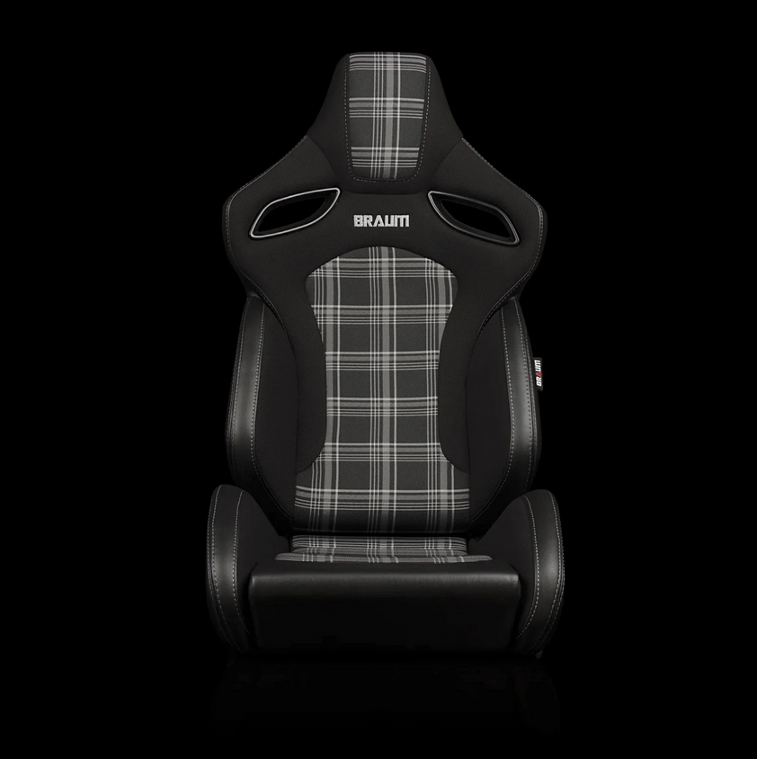 Braum ORUE-S Series Sport Reclinable Seats | Black Leatherette | Grey Plaid (Priced Per Pair)