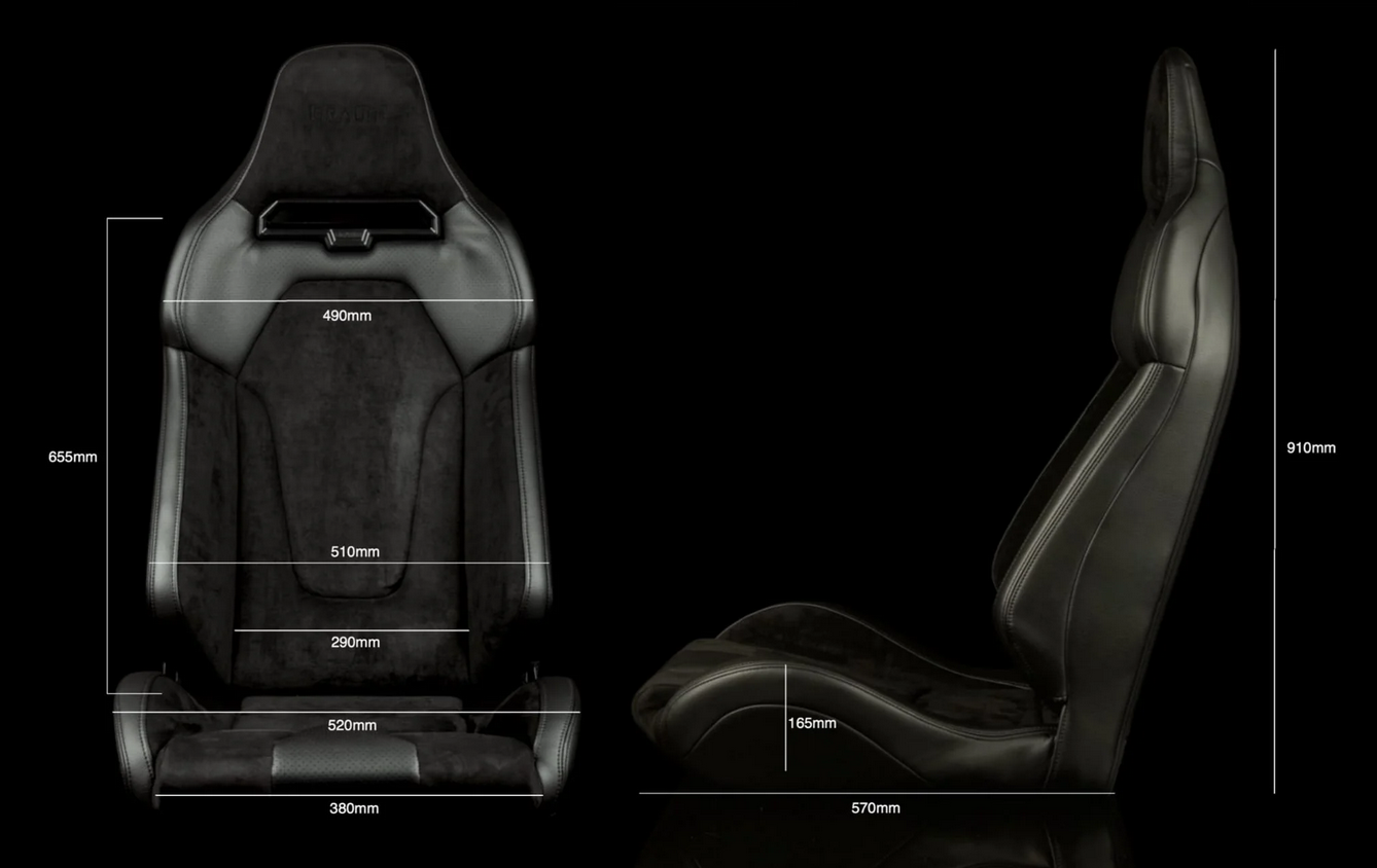 Braum VIPER X Fixed Back Bucket Seat | Black Suede (Priced Per Seat)