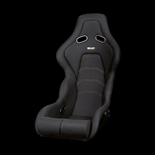 Braum FALCON-Z Series Fixed Back Bucket FRP Lightweight Composite Seat | Black Fabric | Gold Stitching | Gold Dust Composite (Priced Per Seat)