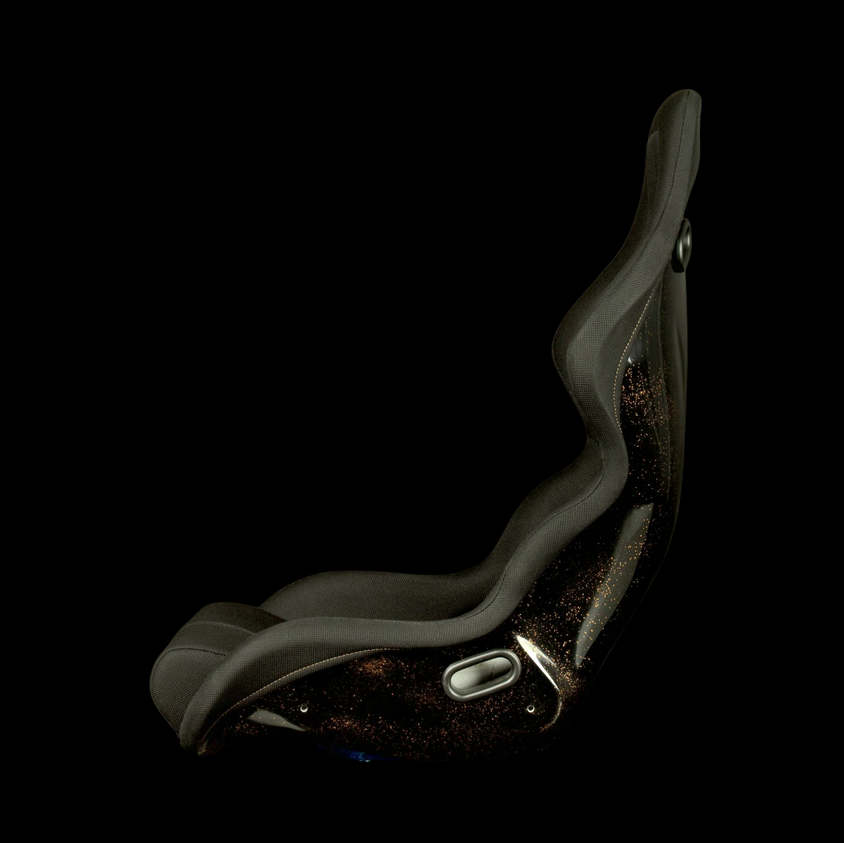 Braum FALCON-Z Series Fixed Back Bucket FRP Lightweight Composite Seat | Black Fabric | Gold Stitching | Gold Dust Composite (Priced Per Seat)