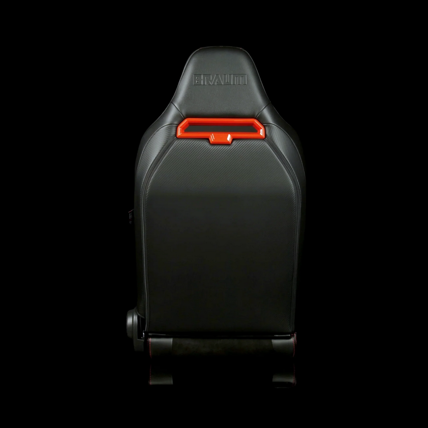 Braum VIPER-X Series Sport Reclinable Seats | Black Alcantara | Honeycomb Red Stitching | Red Grommets (Priced Per Pair)