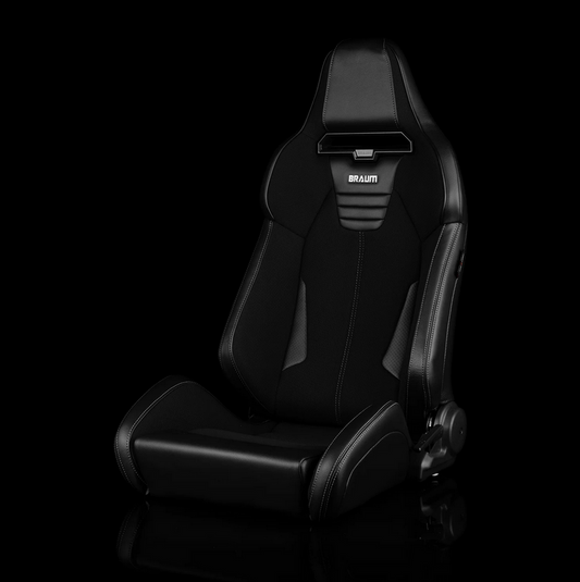 Braum VIPER-X Series Sport Reclinable Seats | Black Polo | Black Leatherette | Grey Stitching (Priced Per Pair)
