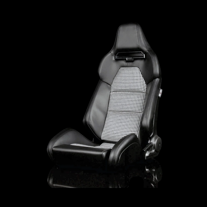 Braum VIPER-X Series Sport Reclinable Seats | Black Leatherette | Houndstooth Fabric (Priced Per Pair)