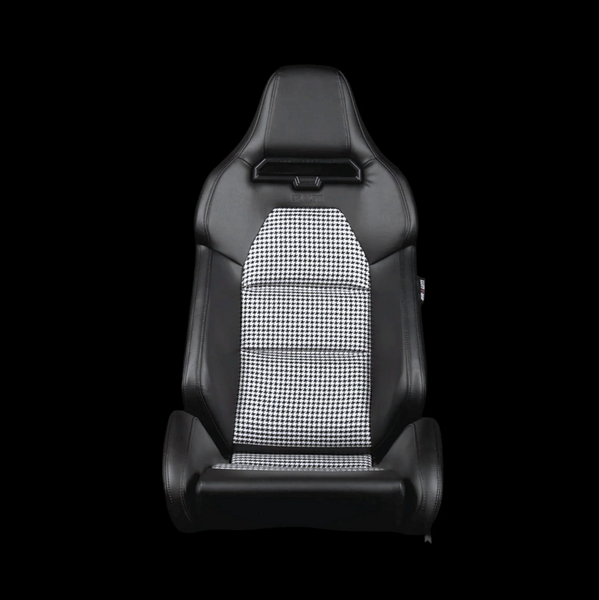 Braum VIPER-X Series Sport Reclinable Seats | Black Leatherette | Houndstooth Fabric (Priced Per Pair)