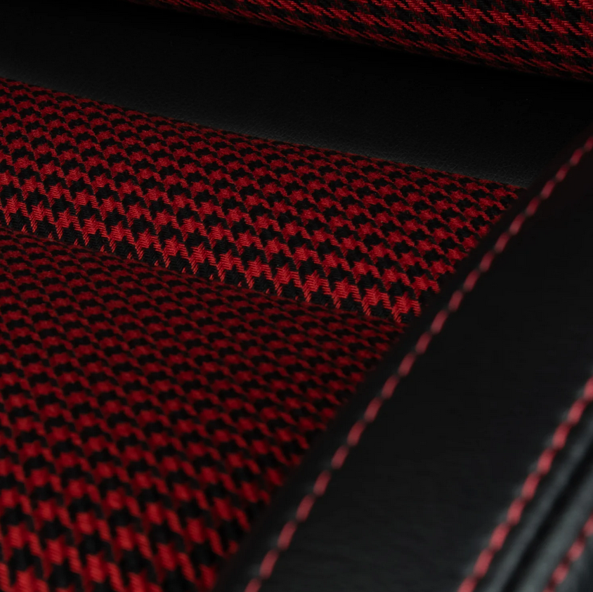 Braum VIPER-X Series Sport Reclinable Seats | Black Leatherette | Red Houndstooth Fabric (Priced Per Pair)