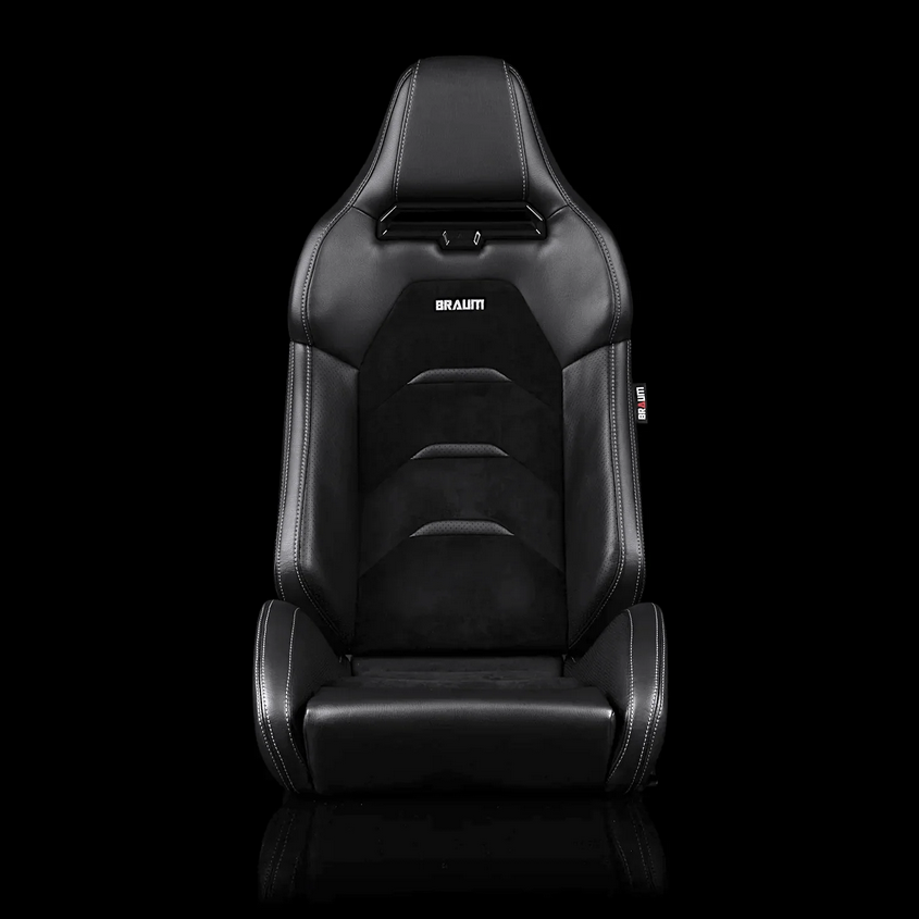 Braum VIPER-X Series Sport Reclinable Seats | Black Leatherette | Black Suede Inserts | Black Trim (Priced Per Pair)