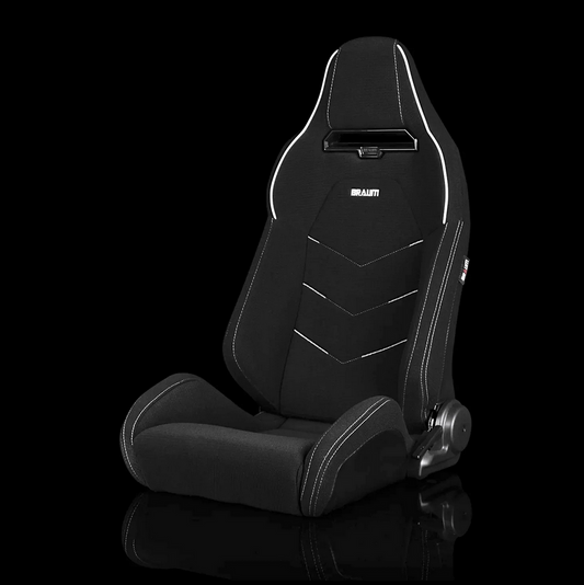 Braum VIPER-X Series Sport Reclinable Seats | Black Jacquard | White Piping (Priced Per Pair)