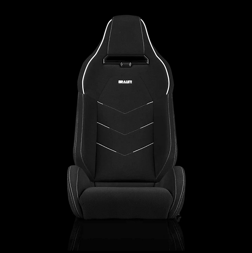 Braum VIPER-X Series Sport Reclinable Seats | Black Jacquard | White Piping (Priced Per Pair)