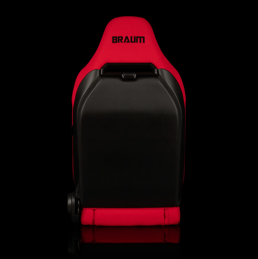 Braum VIPER-X Series Sport Reclinable Seats | Red Jacquard | Black Piping (Priced Per Pair)