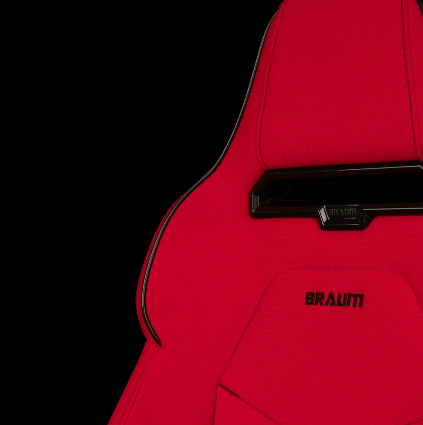 Braum VIPER-X Series Sport Reclinable Seats | Red Jacquard | Black Piping (Priced Per Pair)