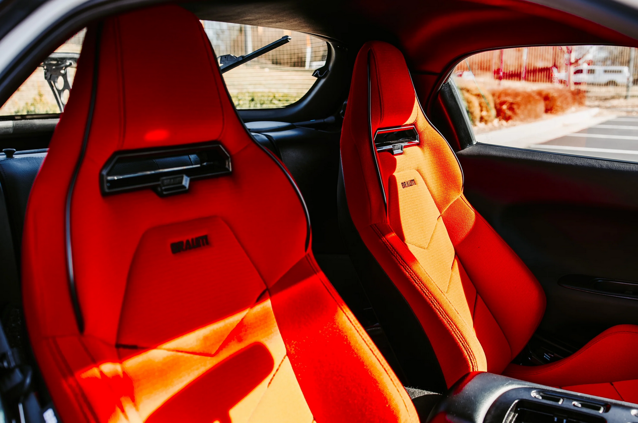 Braum VIPER-X Series Sport Reclinable Seats | Red Jacquard | Black Piping (Priced Per Pair)