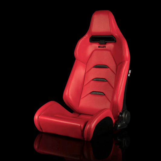 Braum VIPER-X Series Sport Reclinable Seats | Red Leatherette | Black Trim (Priced Per Pair)