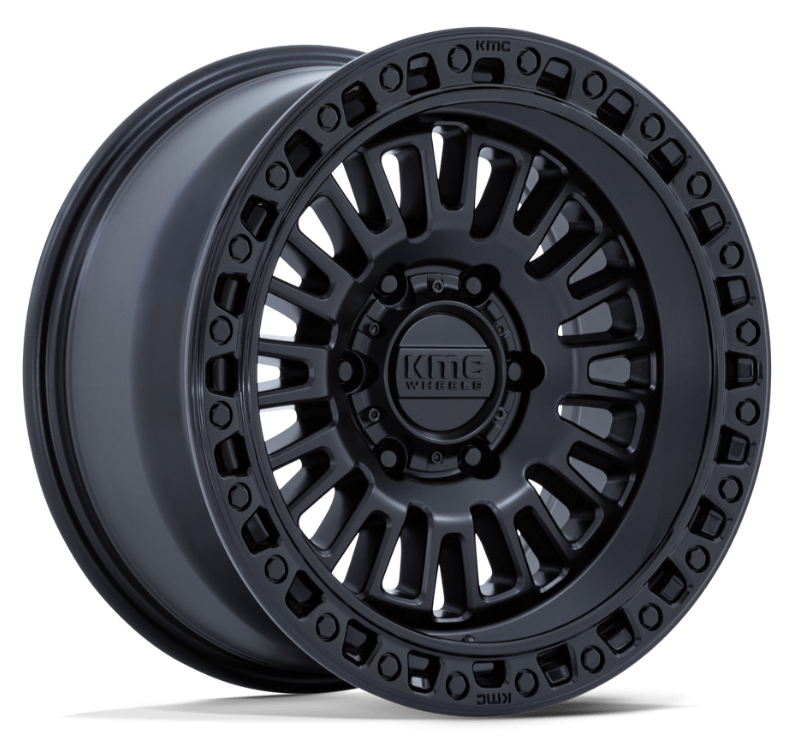 17x8.5 KMC Aztec KM554 Matte Black w/ Gloss Black Lip