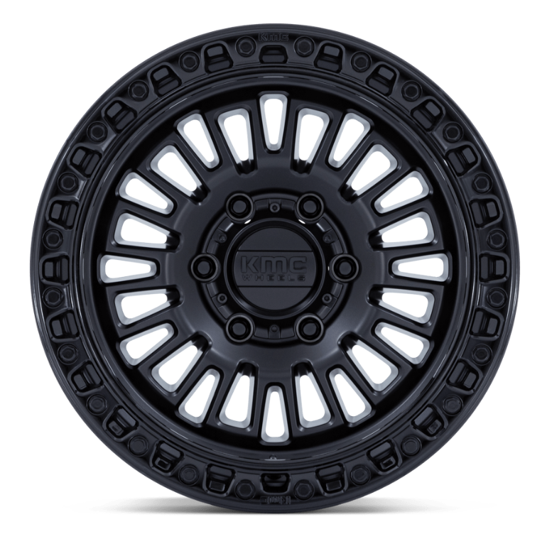 17x8.5 KMC Aztec KM554 Matte Black w/ Gloss Black Lip