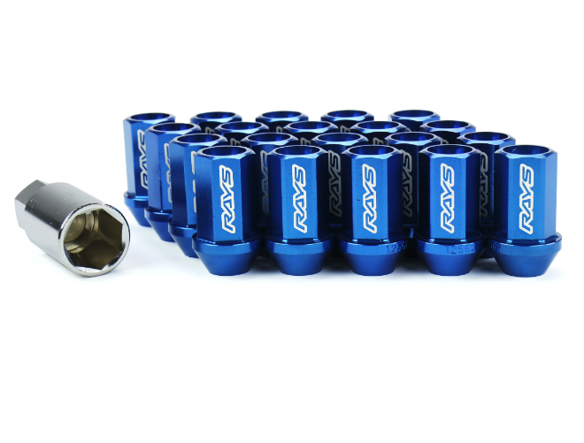 RAYS Dura-Nut L42 Straight Type 12X1.25 Lug Nut Set 16 Lug 4 Lock Set - Blue