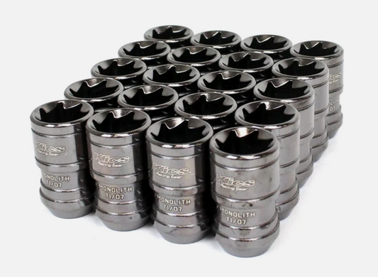 Project Kics 14x1.5 Glorious Black T1/07 Monolith Lug Nuts - 20 Pcs