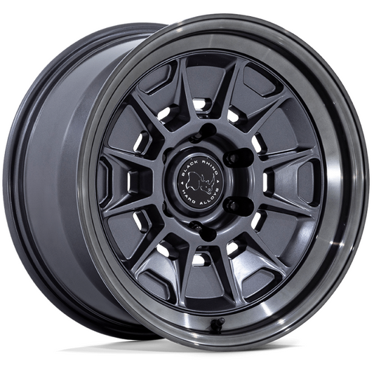 17x8.5 Black Rhino Mondo BR021 Matte Gunmetal w/ Gloss Gray Lip