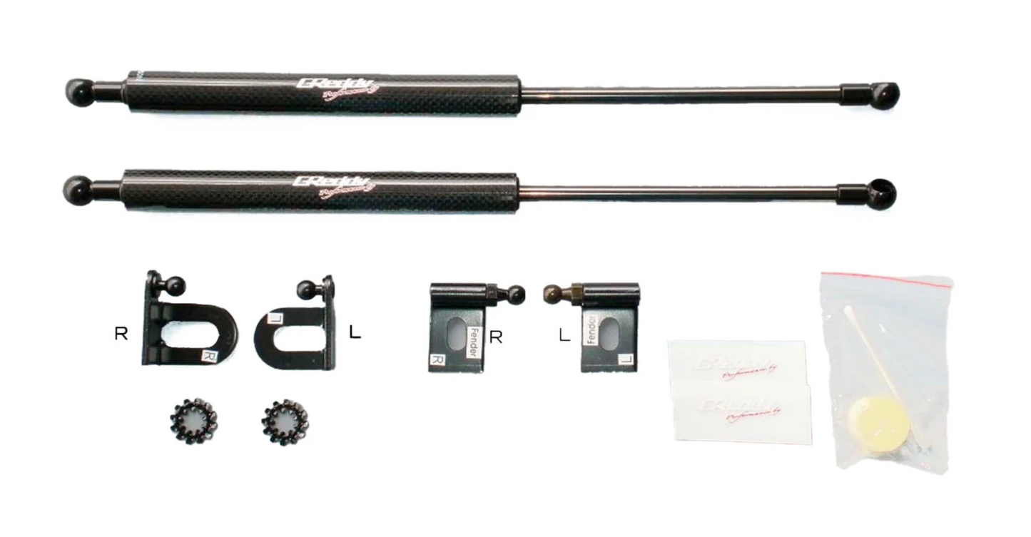 GReddy Carbon Hood Lifter Kit 98.05-02.08 Nissan ER34 Skyline (Non GTR) (Designed for OEM weight hoods.)