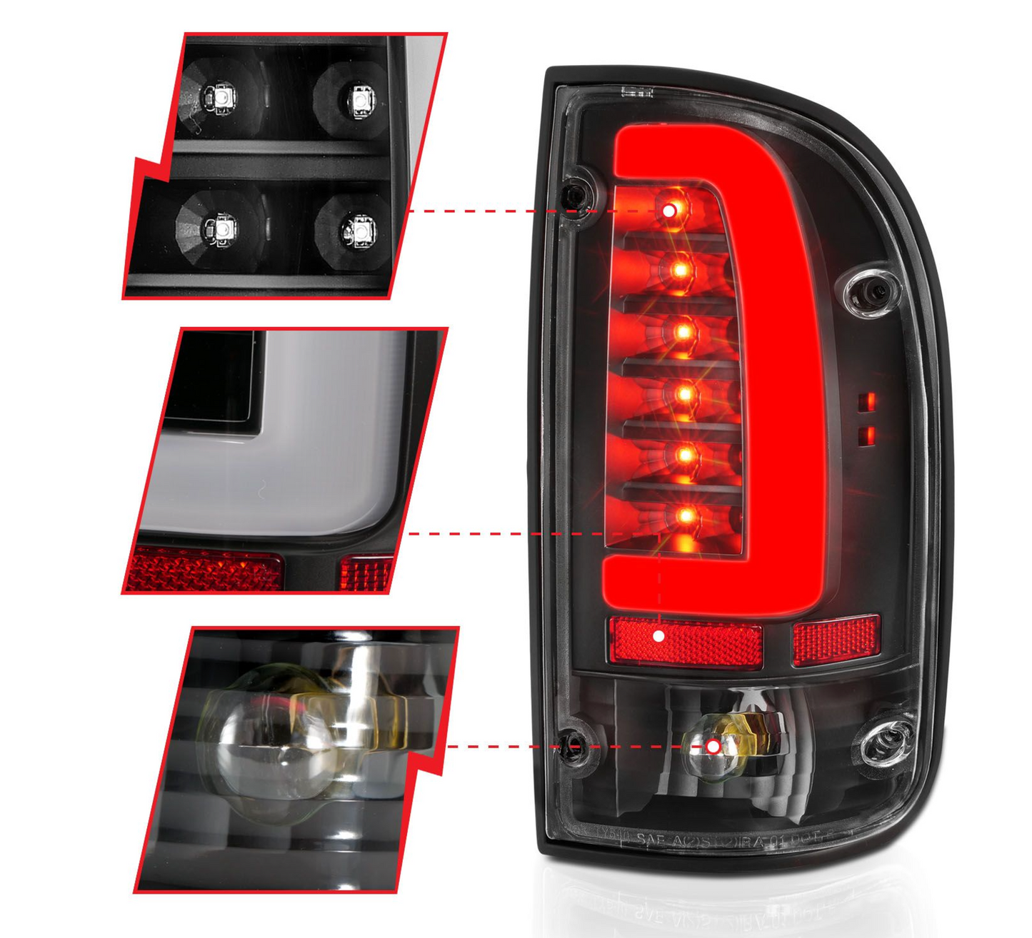 ANZO 1995-2000 Toyota Tacoma LED Taillights Black Housing Clear Lens (Pair)